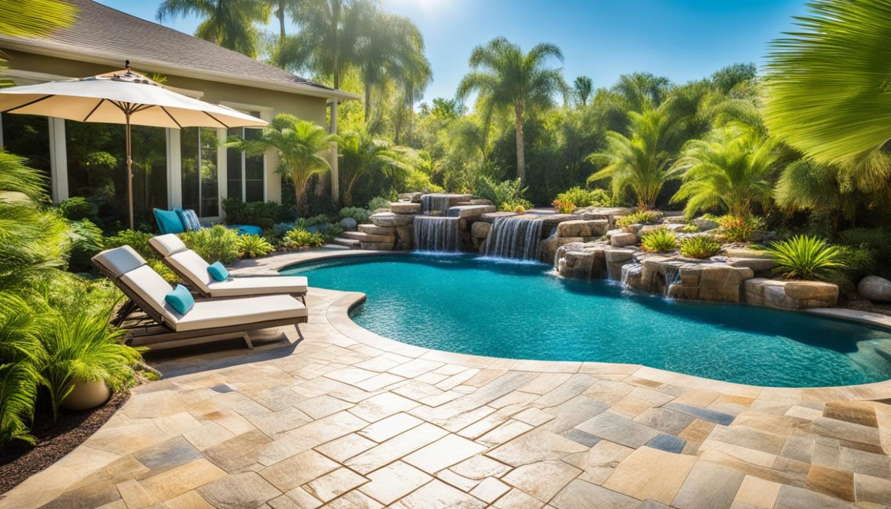 natural stone pool deck