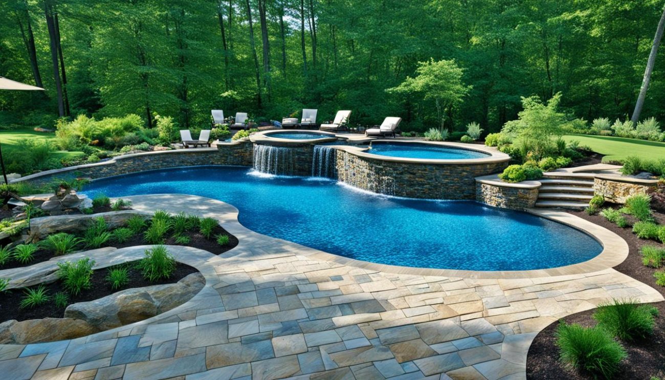 natural stone pool deck